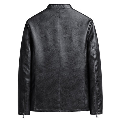Mens Biker PU Leather Stand-Up Collar Slim-Fit Stylish Leather Jacket