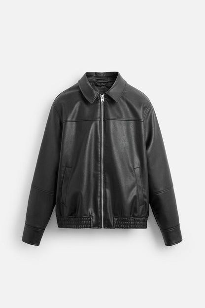 Mens Faux Leather Biker Jacket Coat