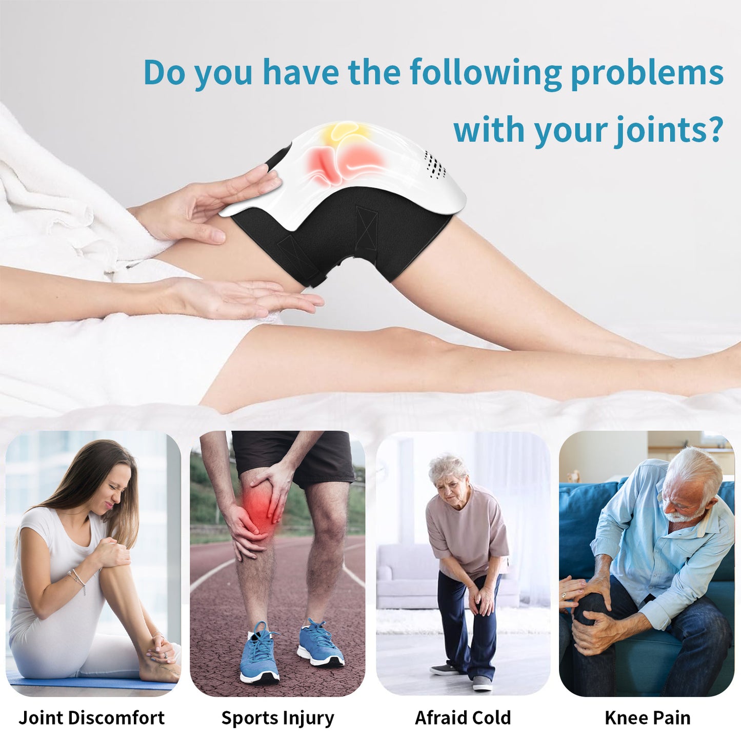 Intelligent Home Use Electric Intelligent Kneading Heating Knee Massager Rechargeable Pain Relief Infrared Laser Vibration Knee Massager